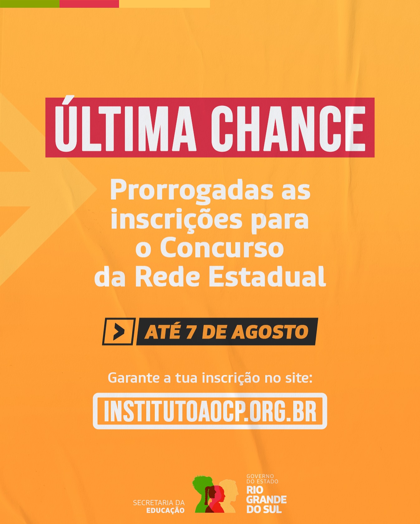 Inscrições para concurso da Rede Estadual são prorrogadas até 7 de agosto